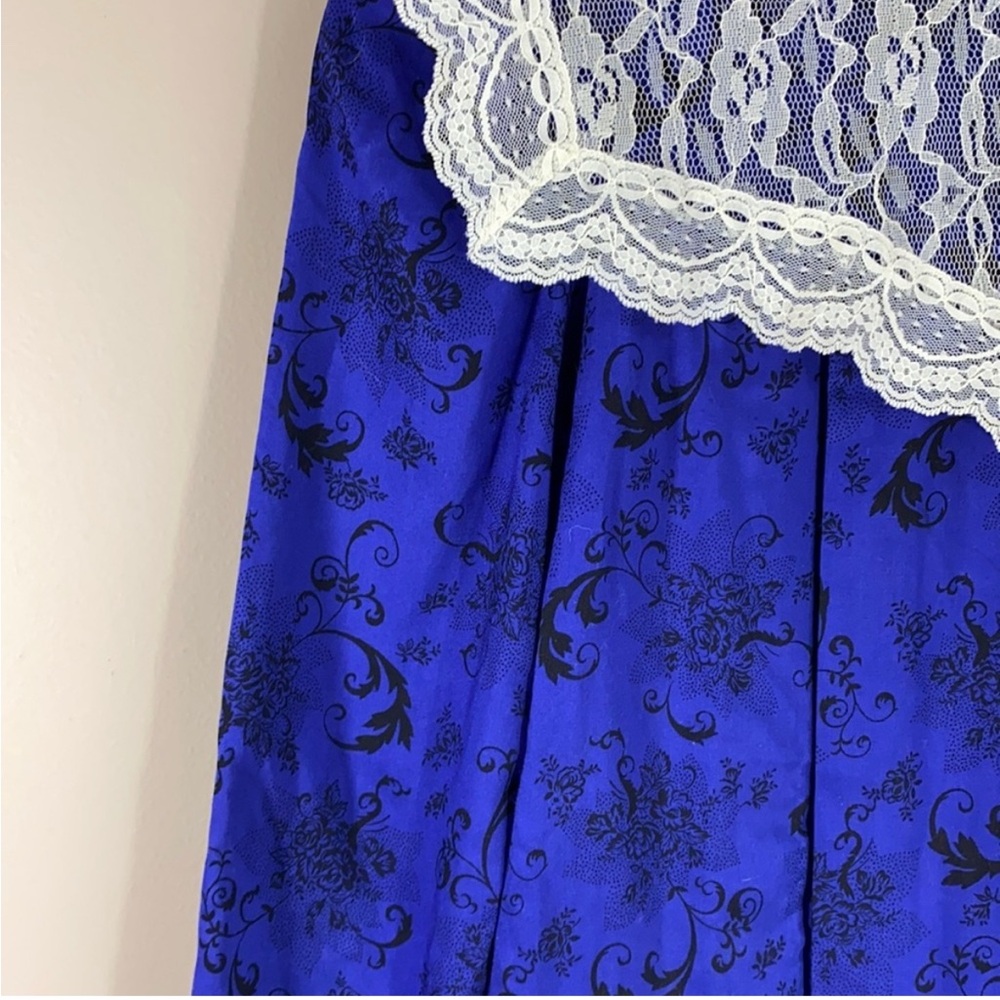 Vintage Gunne Sax Royal Blue Lace Yoke Prairie Dress – 1980s – Size 6 - Picture 4 of 8